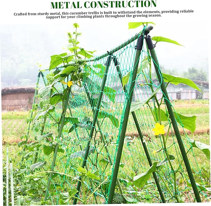 1 Set Cucumber Trellis for Raised Bed 48x48 Metal Garden Trellis Foldable A Frame Detachable Plant Support for Climbing Plants Tomato Squash Vegetable Cucumber for