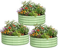 DoCred 3 Pack 3x3x1Ft Round Galvanized Raised Garden Bed Metal Garden Bed Outdoor Kit for Gardening Above Ground Planter Box for Plants Vegetables Herbs Flowers Green