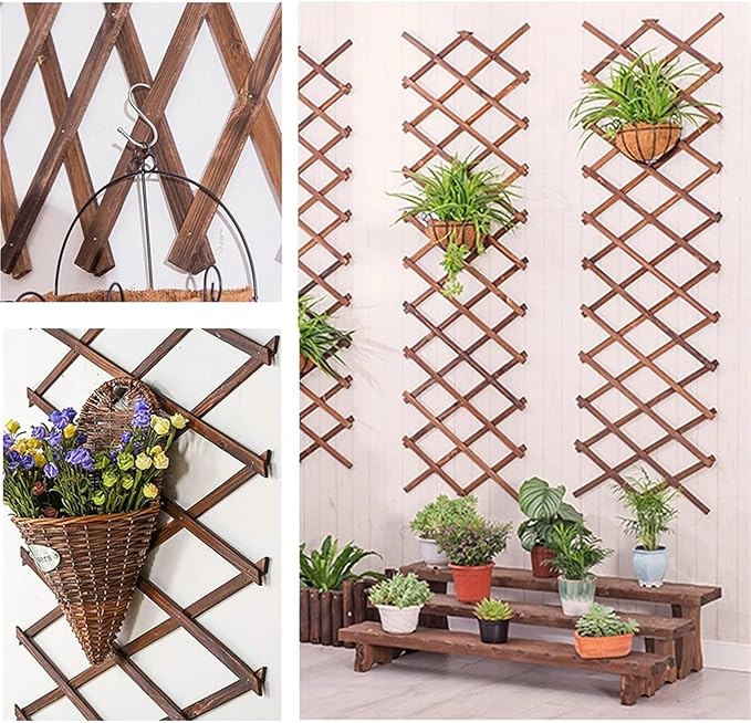 Expandable Garden Trellis Wooden Lattice Panels for Outside Expandable Wood Fence Wall Garden Trellis Frame Climbing Plant Outdoor Vine Decorative