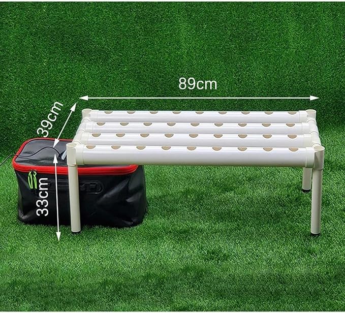 Hydroponics System PVC Pipe Single-Layer 36 Holes Hydroponic with 30L Folding Water Tank Hydroponic Plants for Growing Lettuce... (Pads Style)