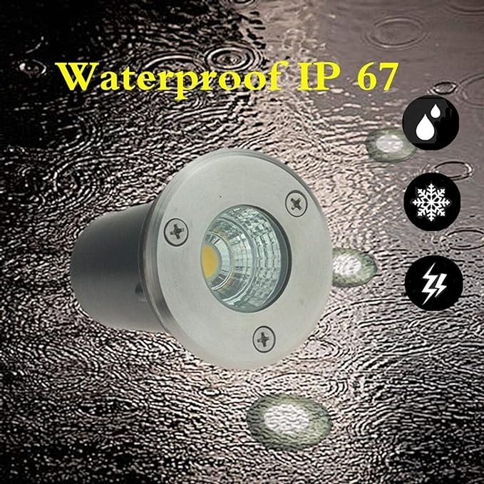 6PCS 3W IP67 Waterproof LED Landscape Lights - Stainless Steel Recessed Spotlights Low Voltage 12V Mini Well Lights