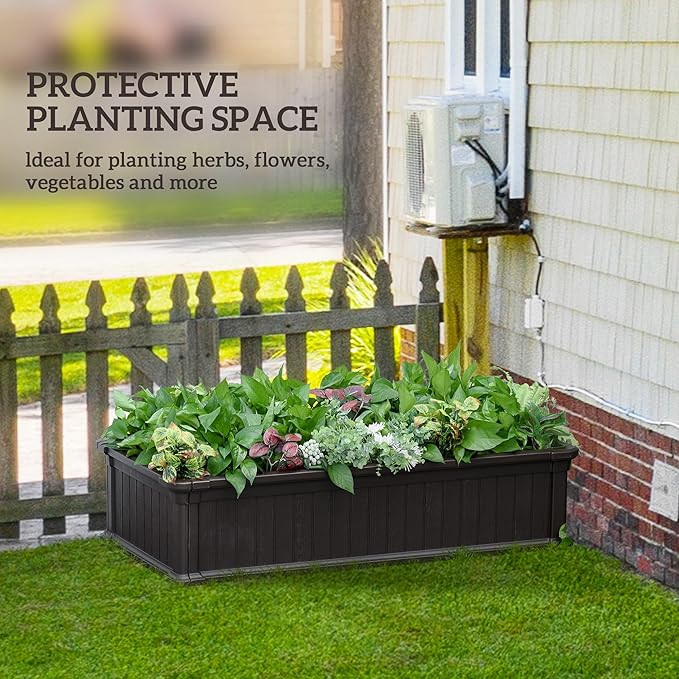 Outsunny 48 x 24 x 12 Raise Garden Bed Planter Box Above Ground Garden for Flowers Herb Vegetables with Easy Assembly Brown