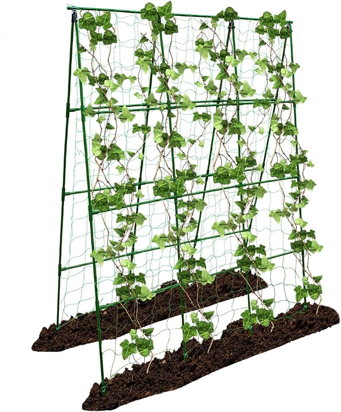 Large A-Frame Garden Trellis for Tomatoes Cucumbers &amp Heavy Climbing Plants - Rust-Resistant Heavy-Duty Steel Perfect for Outdoor Gardens &amp Vertical Gardening(47 W x 63 H)