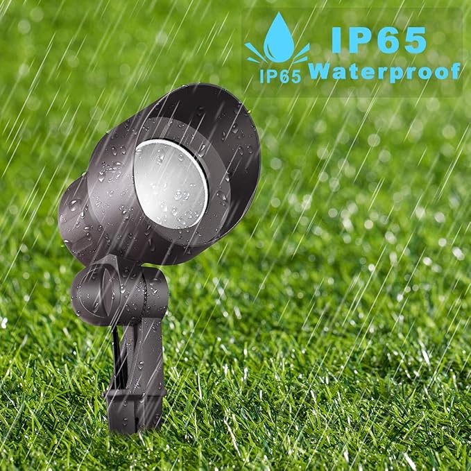Outdoor Landscape Lighting Low Voltage Garden Landscape Lights Spotlight Uplight Aluminum Construction Waterproof 12V 5W 3000K Warm-Yellow Light（4-Pack）