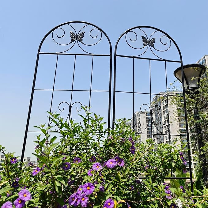 2 Pack Metal Garden Trellis 86.7 X 19.7 Rust-Resistant Trellis for Climbing Plants Outdoor Flower Support Black Black Easy to Assemble Durable Outdoor-Ready