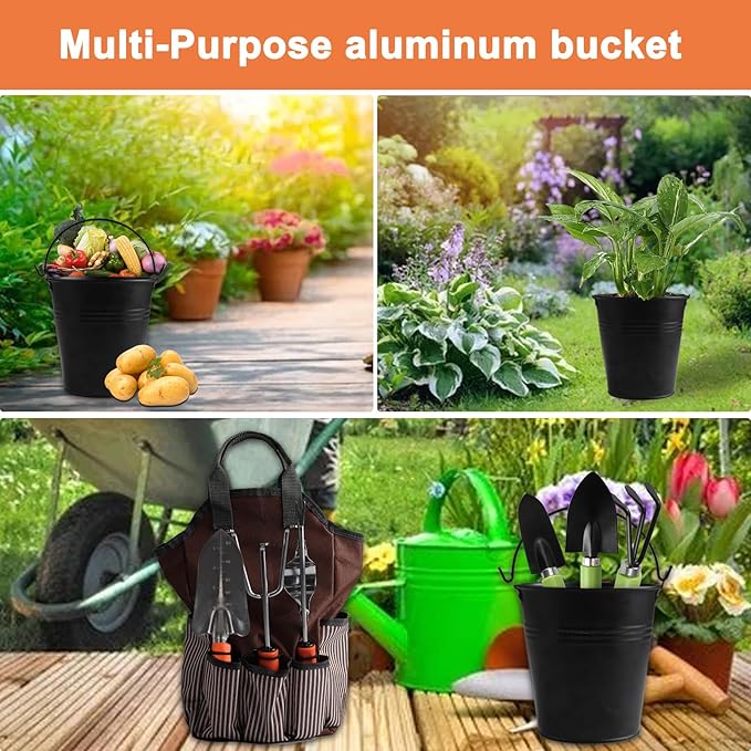 Garden Tool Set 8Pcs Stainless Steels Garden Hand Tools Kit Durable Rust-Proof Gardening Tool Set with Handbag for Family