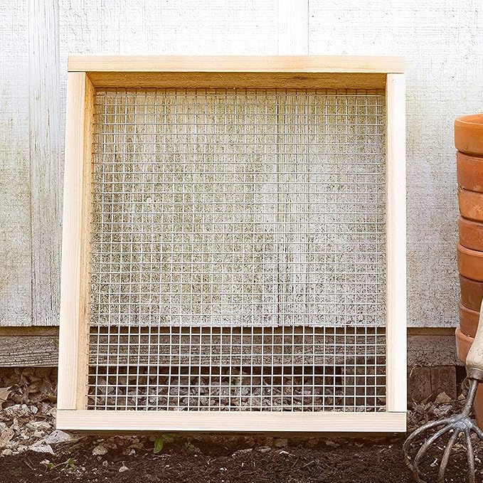Generic Soil Sifter for Garden Soil Screen Wood Dirt Sifter Hand Held Cedar Garden Sifter for Sifting Soil Dirt Peat Moss and More