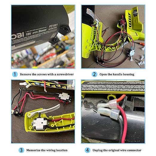 291632001 Genuine Wiring Harness OME Part for Ryobi 18V Cordless Leaf Blower Switch for P2108 RIDGID Troy-BILT Echo Powerstroke Workforce BLACKMAX Blower Replaces Parts (18 Volts)