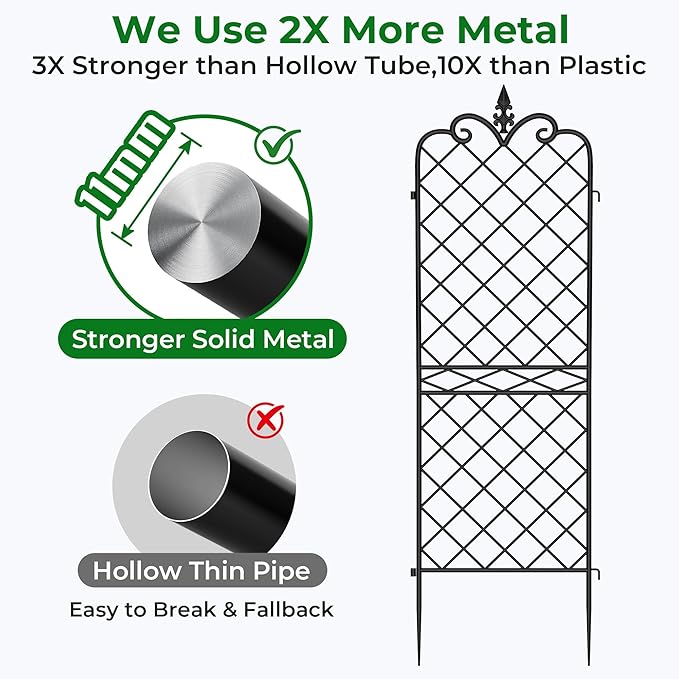 AMAGABELI GARDEN &amp HOME Garden Trellis 2 Pack 71”x20” Heavy Duty Rustproof Wall Trellis for Climbing Plants Outdoor Metal Decoration Large Trellis for Potted Plants Support Trellis Roses Black