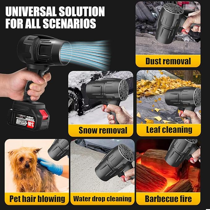 Cordless Leaf Blower with 2 x 4.0Ah Battery and Charger 600000 RPM Turbo Air Jet Blower Lightweight Handheld Blower with Adjustable Speed for Patio Cleaning Lawn Care Car Blowing Leaves and Dust