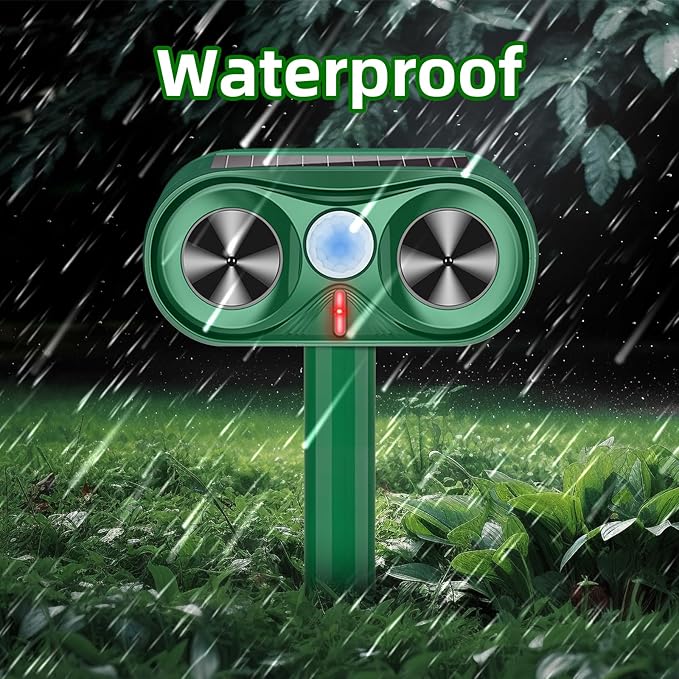 2025 4Pack Deer Deterrent Device Solar Animal Repeller Cat Repellent Outdoor Ultrasonic Animal Repellent with Motion Detection to Scare Coyote Rabbit Squirrel Skunk Dog Fox Repellent for Yard