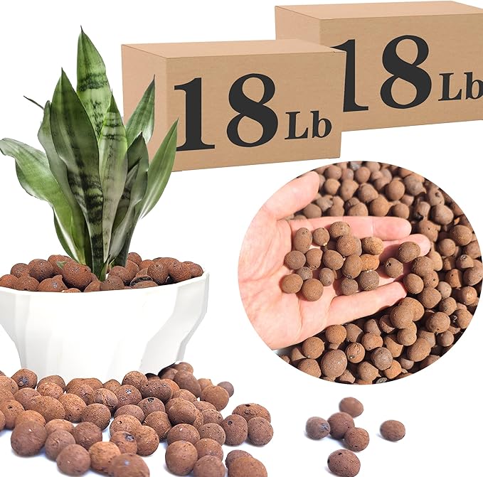 Voulosimi Clay Pebbles Hydroponic Rocks Organic Ceramsite Grow Media for HorticulturalOrchidsDrainage (36LB)