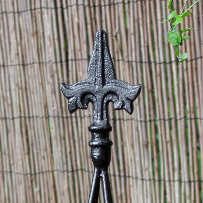 Achla Designs FT-20 Fleur-De-Lis 58-in Wrought Iron Garden Stake Trellis H Black