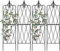 Garden Trellis for Climbing Plants Outdoor Metal Garden Trellises Decorative Garden Fencing Flower Trellis with Durable Powder Coating for Vines Plant Rose Vegetable Support Black (4 Pattern-A)