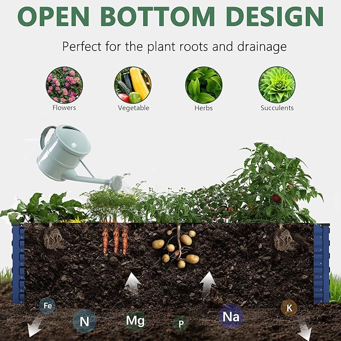 FOOWIN 2pcs 6x3x2ft Galvanized Raised Garden Bed Planter Raised Garden Boxes Outdoor Large Metal Raised Beds for Gardening Garden Bed for Vegetables Flowers Herb269 Gallon Capacity Royal Blue
