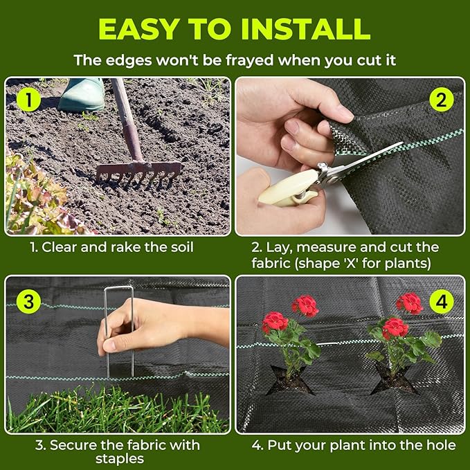 Weed Barrier Fabric3x300FT Landscape Fabric3.2oz Weed Control Garden Cloth Block Gardening Ground Cover Mat Woven Geotextile Fabric for Driveway Gravel Greenhouse Underlayment
