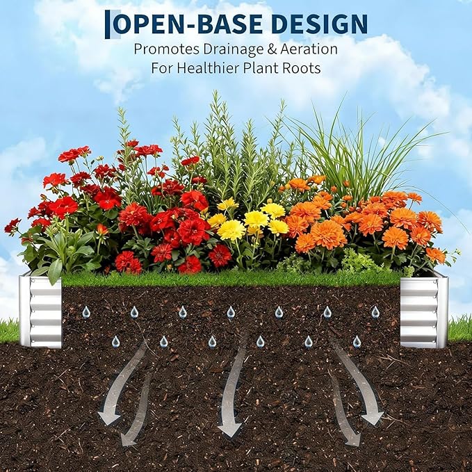 Raised Garden Bed with Cover 6x3x1 Ft Outdoor Galvanized Metal Planter Box with 2 Screen Windows Mini Greenhouse for Vegetables and Flowers Clear Top Cover