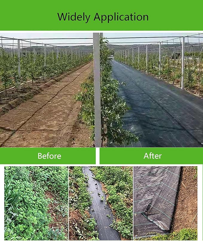 Weed Control Membrane UV Stabilised Weed Barrier Fabric Ground Cover Membrane High Tensile Strength Weed Matting for Artificial Grass Patios Paths Flower Beds(1.2 * 100m)