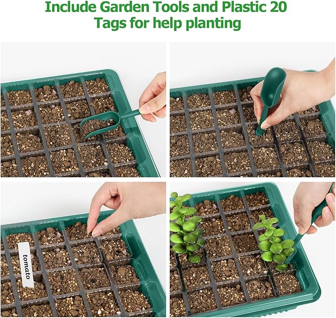 Seed Starter Tray with Grow Light 80 Cells Seed Starter Kit with Humidity Dome Indoor Seedling Starter Trays Adjustable Brightness and Timed Plant Germination Starter Trays for Seeds Growing 2 Pack