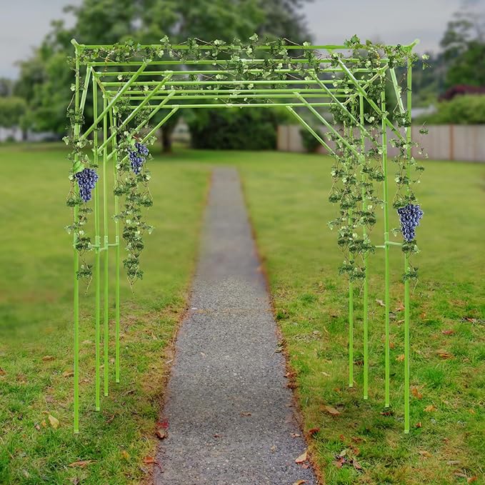 Grape Vine Trellis122.05×78.74×90.55in Garden Plant Support Trellis Plant Climbing Pergola Plant Support Rack Trellises for Grape Vine Vegetable FlowerGarden Decoration (Green 122.05×78.74×90.55in)