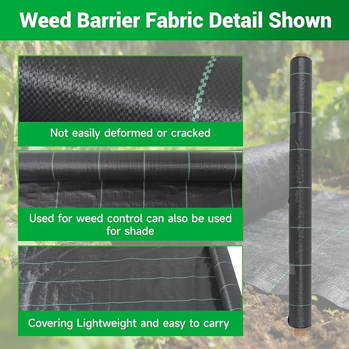 Weed Barrier Fabric Planting Cover - 3 x 100 FT Heavy Duty Landscape Fabric Ground Cover Block for Outdoor Planting
