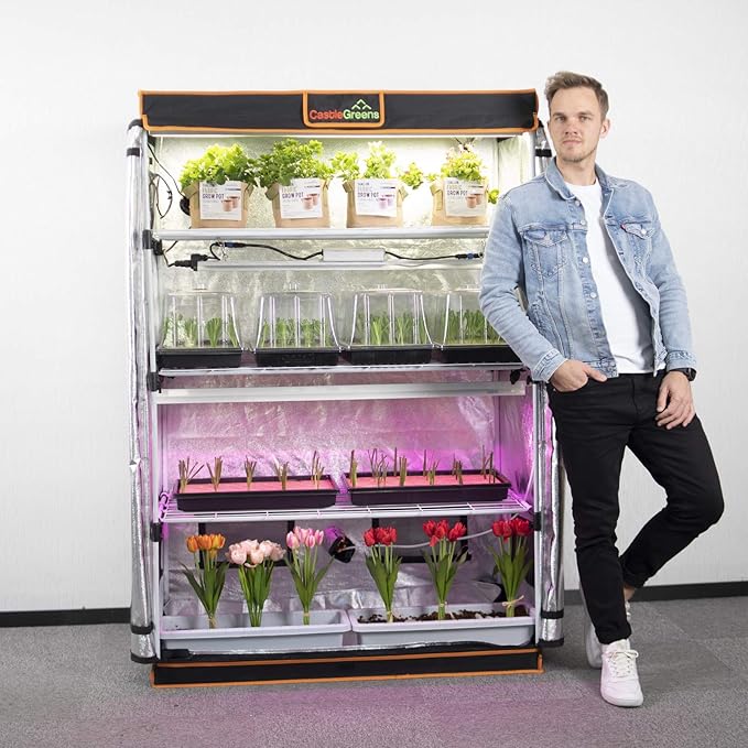 48x24x72 Multi-Storey Grow Tent Extra-Large Observation windows Heavy-Duty 600D Mylar Plant Tent Waterproof Growing Tents Fit in Indoor Planting Hydroponics 4-Layers of seedlings