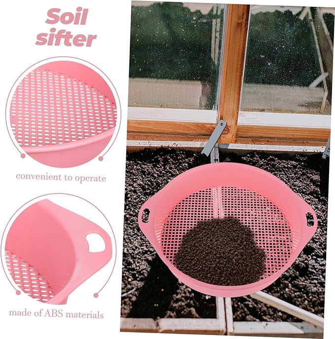 Sosoport 4pcs Heavy Duty Garden Soil Sifter Mesh Sieve for Rocks Debris Removal Extra Sifting Pan for Gardening