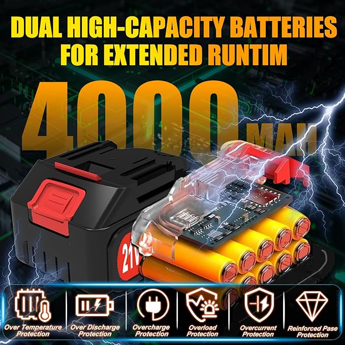 Cordless Leaf Blower with 2 x 4.0Ah Battery and Charger 600000 RPM Turbo Air Jet Blower Lightweight Handheld Blower with Adjustable Speed for Patio Cleaning Lawn Care Car Blowing Leaves and Dust