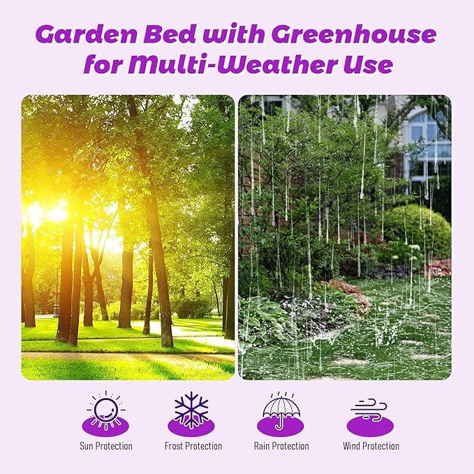 3-in-1 Raised Garden Bed with Greenhouse (72.8×37.4×36 with Cover 71×35.4×12 Bed Alone) Outdoor/Indoor Mini Greenhouse Kit for Vegetables Flowers Herb Planter
