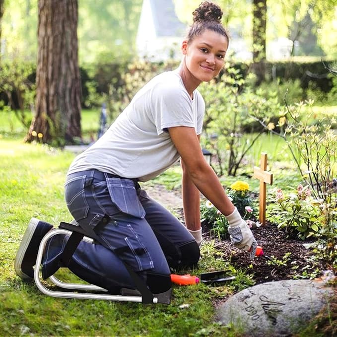 Knee Seat for Gardening Strap on Kneeling Device for Garden Protecting Knees Seat for Farm Work 2024 New Gardening Knee Seat Labor-Saving Tools for Pruning Weeding(Black)