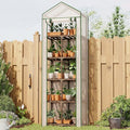 Bamworld 5-Tierd Outdoor Greenhouse 22 L×16 W×81 H Portable Green House with PE Cover Garden and Backyards Plant Shelves with Sturdy Eucalyptus Frame Roof Plant Stand Flower Pot Stand Display Rack