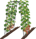 7Ft Adjustable Garden Arch Trellis for Climbing Plants Outdoor Heavy Duty Rustproof Stainless Steel Cucumber Trellis for Raised Beds Tall Metal Plant Support for Tomato Squash Beans Flowers