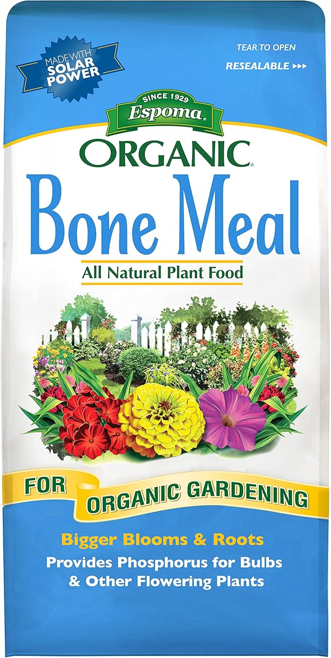 Espoma Organic Bone Meal Fertilizer 4-12-0. All-Natural Plant Food Source of Nitrogen and Phosphorus for Organic Gardening. for Bulbs &amp Other Flowering Plants. 8 lb. Bag. Pack of 1