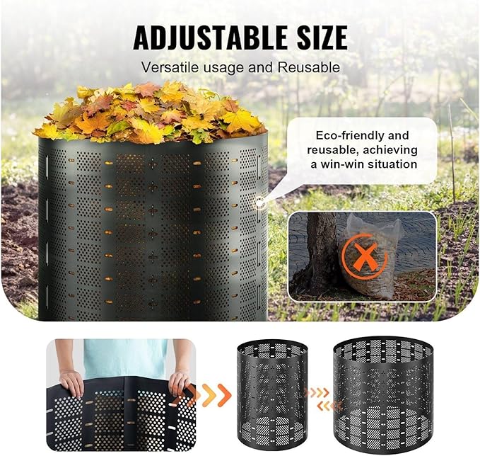 Compost Bin 220 Gallon Outdoor Expandable Composter - Large Capacity Garden Bin for Fast Soil Creation