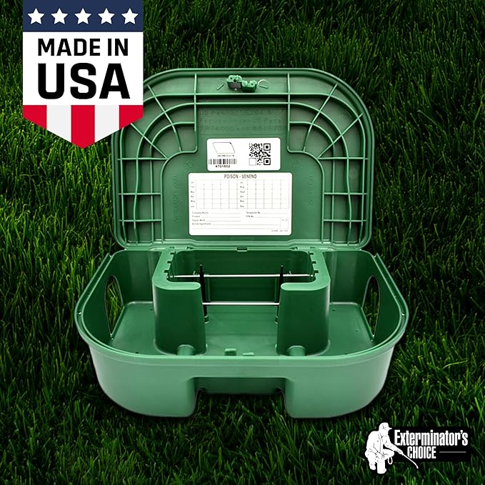 Exterminators Choice - 6 Pack Rat Bait Station Boxes with 1 Key - Heavy Duty Mouse Trap Holder - Great for Catching Rats and Mice - Pest Control - Durable and Discreet