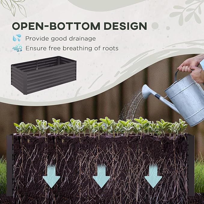 Galvanized Raised Garden Bed Kit Large and Tall Metal Planter Box for Vegetables Flowers and Herbs Reinforced 6' x 3' x 2' Dark Gray
