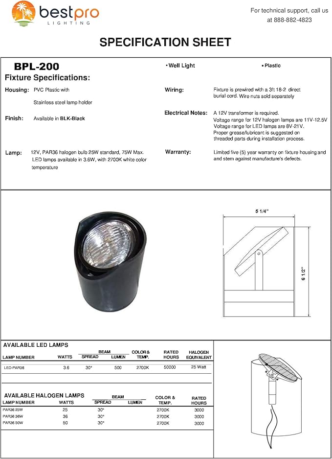 Best Pro Lighting Low Voltage Landscape Lighting Black Well Light (50 Watts)