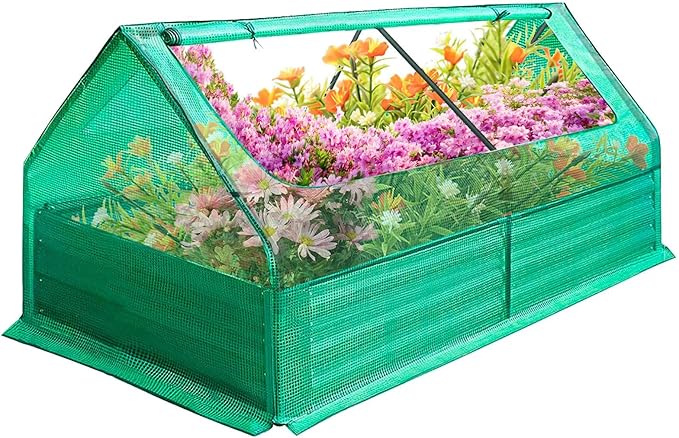 3-in-1 Raised Garden Bed with Greenhouse (72.8×37.4×36 with Cover 71×35.4×12 Bed Alone) Outdoor/Indoor Mini Greenhouse Kit for Vegetables Flowers Herb Planter