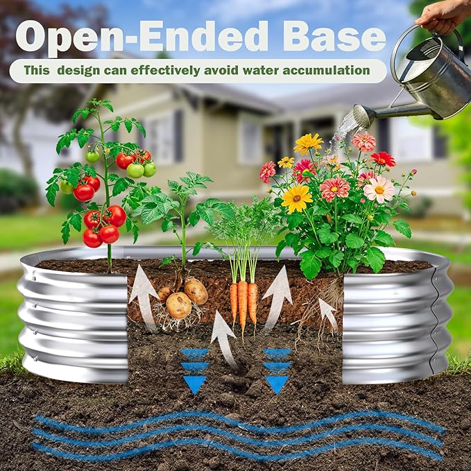 Galvanized Raised Garden Bed Outdoor 5x2.5x1ft Metal Heavy Duty Planter Boxes for Gardening Easy Assemble Small Oval Plant Container Kit for Vegetables Flowers Fruits Silver 1 Pack