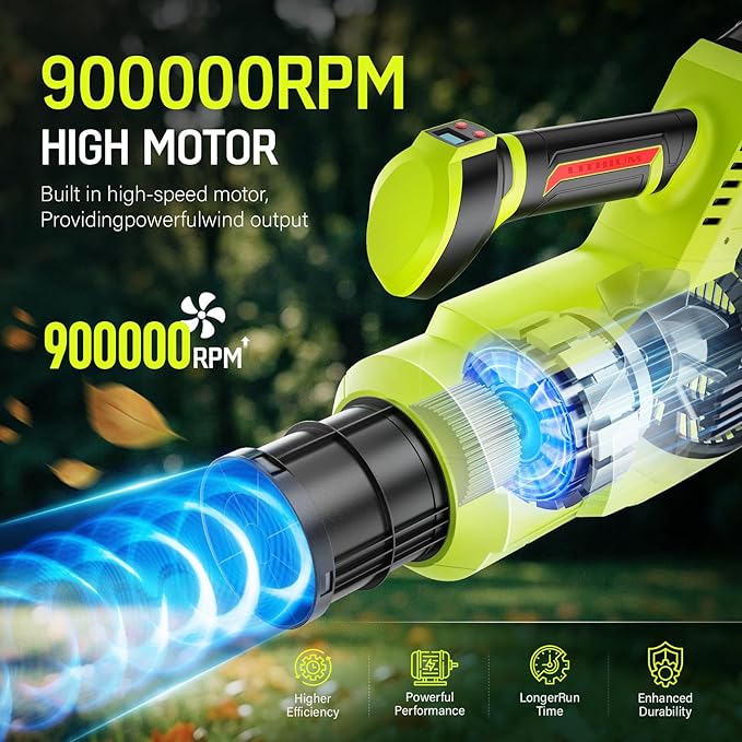 Leaf Blower Cordless Upgraded 650 CFM 280 MPH 21V Electric Cordless Leaf Blower with 2 x 4.0Ah Batteries and Charger Battery Powered for Lawn Yard and Patio
