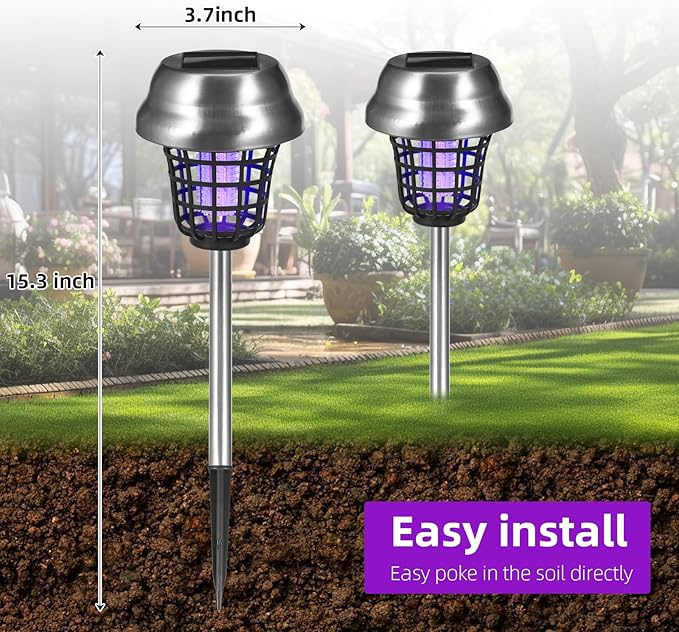 4 Packs Bug Zapper Outdoor Solar Mosquito Zapper OutdoorMosquito Trap Light Used to Repel Gnat Small Flying InsectWaterproof Bug Zapper for OutsideSolar Fly Zapper for Yard Garden Farm