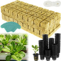 72 Set Rock Wool Cubes for Hydroponics Growing System 1.5inch Rock Wool Planting Cubes with 72 Net Cups 30 Label Good Absorption Hydroponics Mesh Net Cup Kit for Home Balcony Yellow
