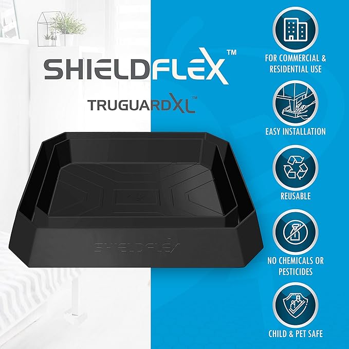 Bed Bug Trap — 4 Pack | TruGuard XL Bed Bug Interceptors (Black) | Extra Large Bed Bug Traps for Bed Legs | Reliable Insect Detector Interceptor and Monitor for Pest Control and Treatment