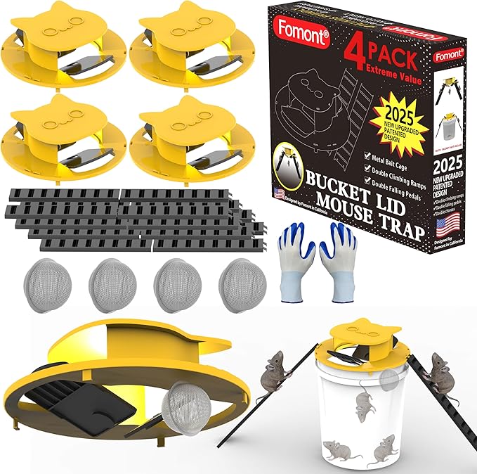 2025 New Upgraded Bucket Lid Mouse Trap-Metal Bait Cage-Auto Reset-5 Gallon Bucket Fit-Humane-Indoor Outdoor-Rat Trap
