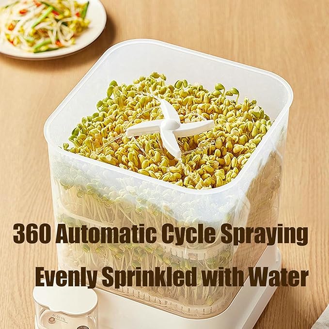 Automatic Bean Sprouts Machine 3 Layer Home Smart Sprouting Tray 360° Automatic Spray 4 Seasons Planting 1.5l Water Tank Led Display for Radish Wheatg