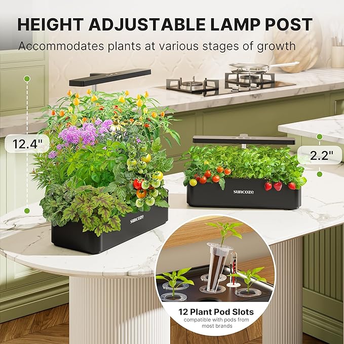 SUNCOZE Hydroponics Growing System Kit 12 Pods &amp 160pcs Hydroponic Pods Supplies