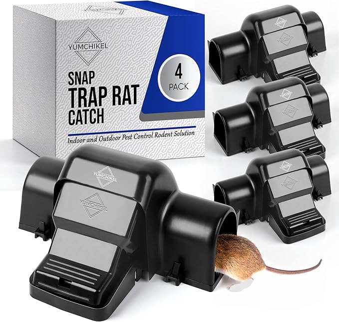 Rat and Chipmunk Traps. Prevents Accidental Triggering with Dual Tunneled Design. Covered Snap Traps Reusable Pest Control for RatsOutdoor Indoor &amp Use 4 Pack (4)