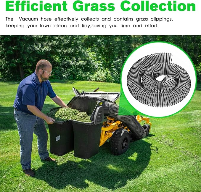 Leaf Vac Hose Dust Collection Hoses 8 Foot PVC Flexible Grass Catcher Leaf Vac Collection Vacuum Hose FOR DR Agri-Fab Trac Fits Most Brands Of Lawn Leaf Blowers (8 Inch Inside Diameter)