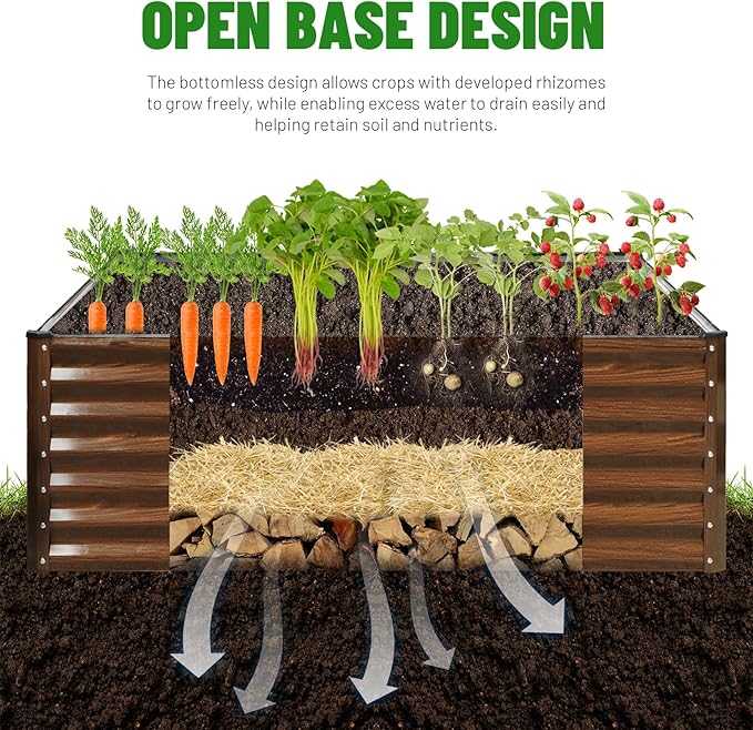 SnugNiture Galvanized Raised Garden Bed 4x4x2FT Outdoor Large Metal Planter Box Steel Kit for Planting Vegetables Flowers