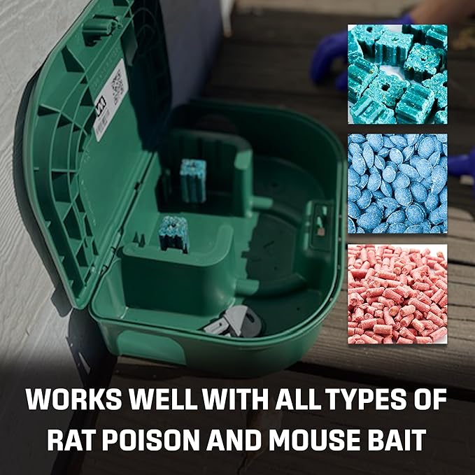 Exterminators Choice - 6 Pack Rat Bait Station Boxes with 1 Key - Heavy Duty Mouse Trap Holder - Great for Catching Rats and Mice - Pest Control - Durable and Discreet
